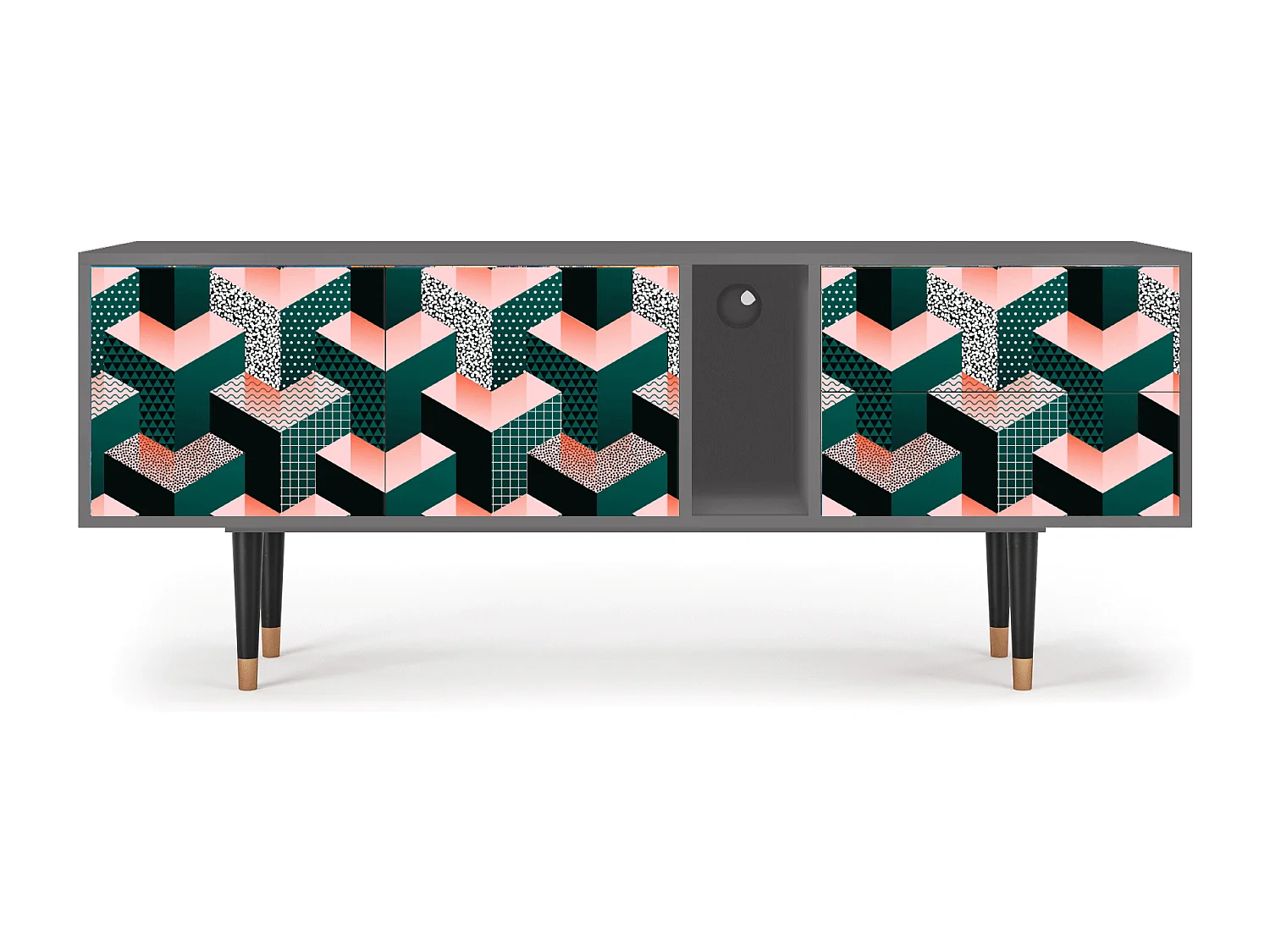 Meuble TV - 170х69х48 cm - T1 - Geometric Madness, Gris