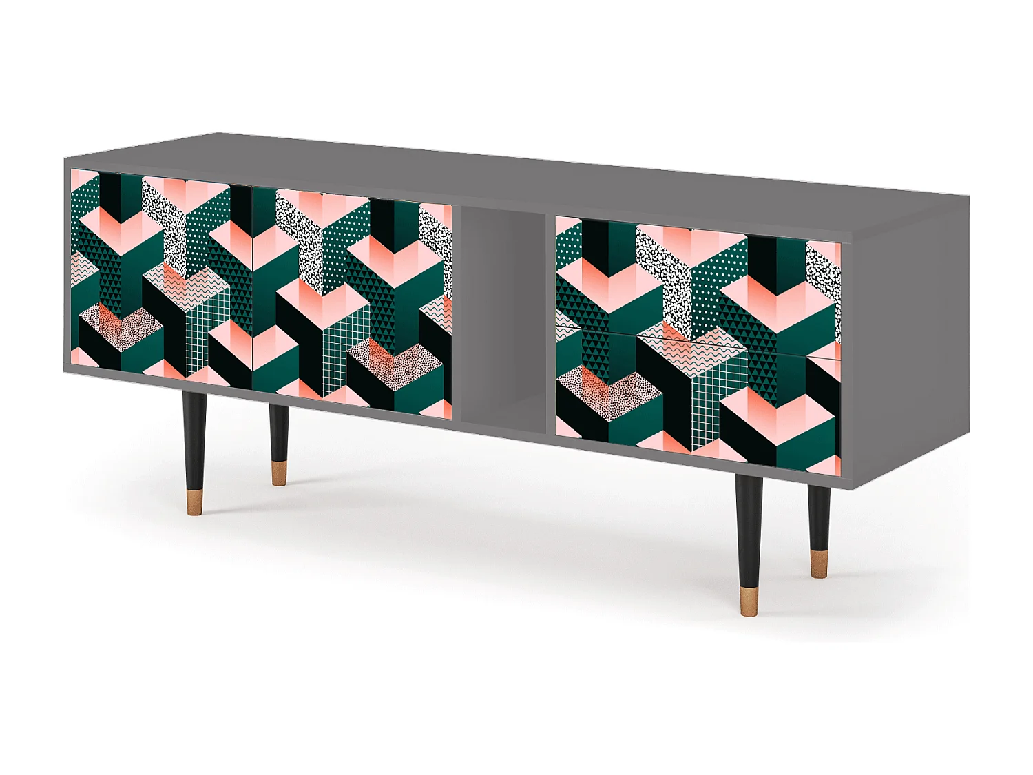 Meuble TV - 170х69х48 cm - T1 - Geometric Madness, Gris