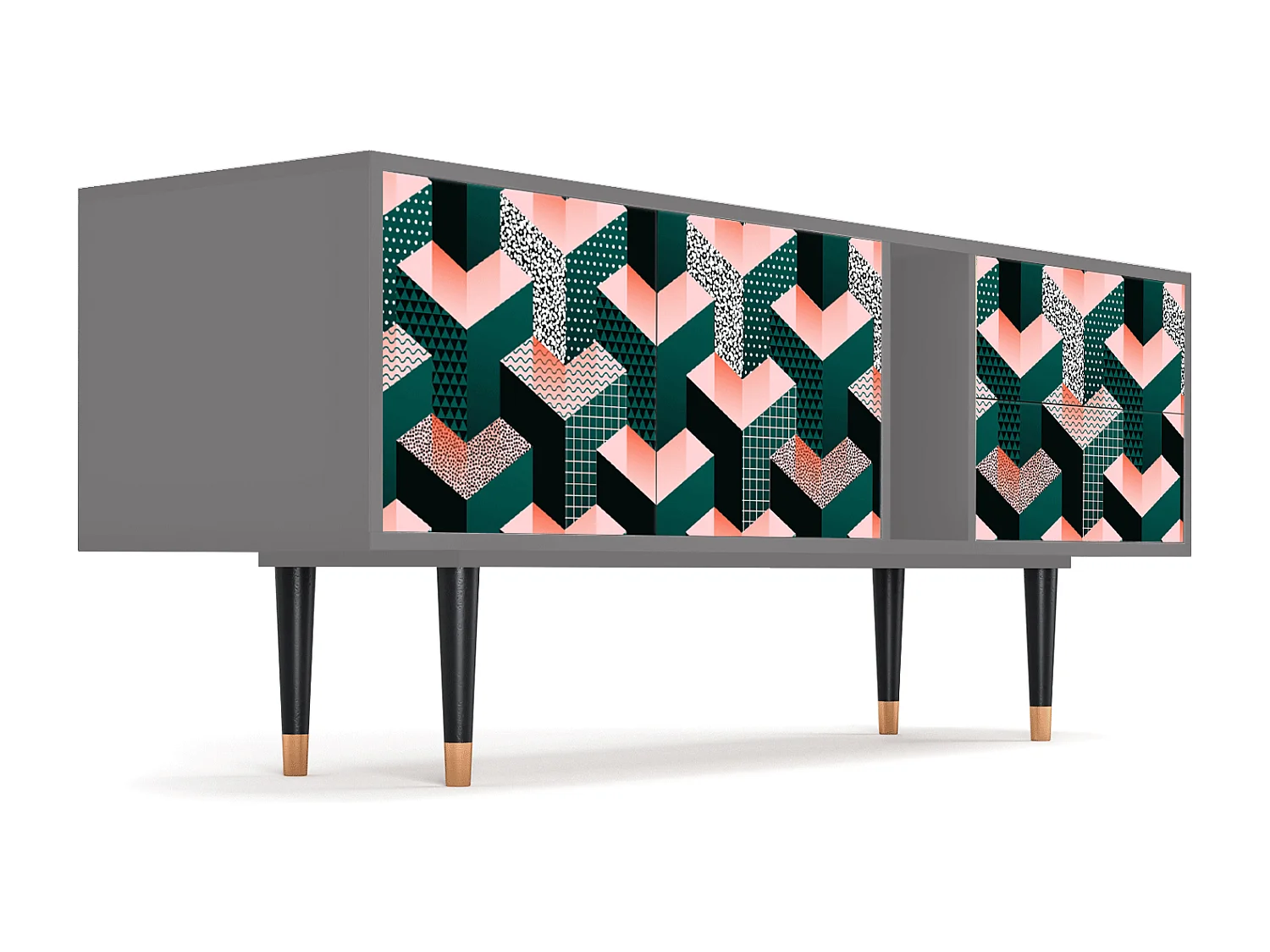 Meuble TV - 170х69х48 cm - T1 - Geometric Madness, Gris