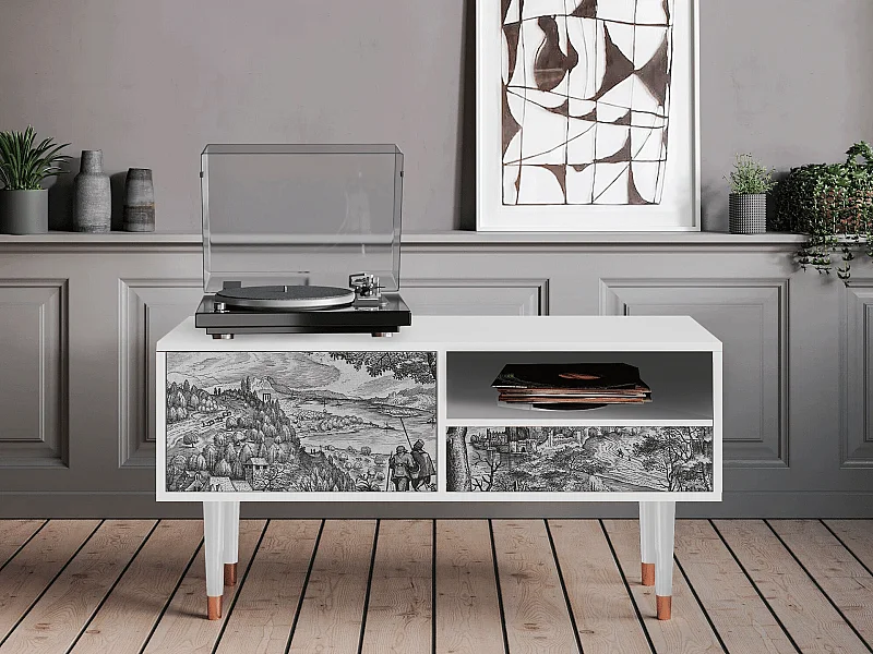 Meuble TV - 115х59х48 cm - T3 - Milites Requiescentes, Blanc