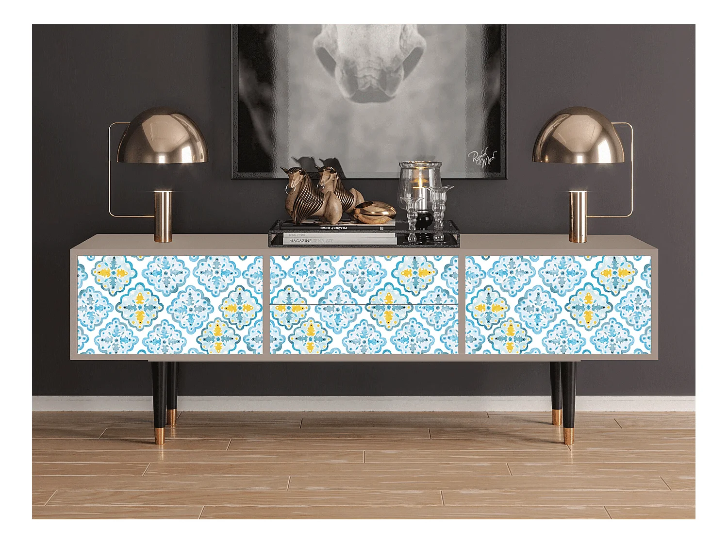 Meuble TV - 170х59х48 cm - T4 - Portugese tiles, Latte