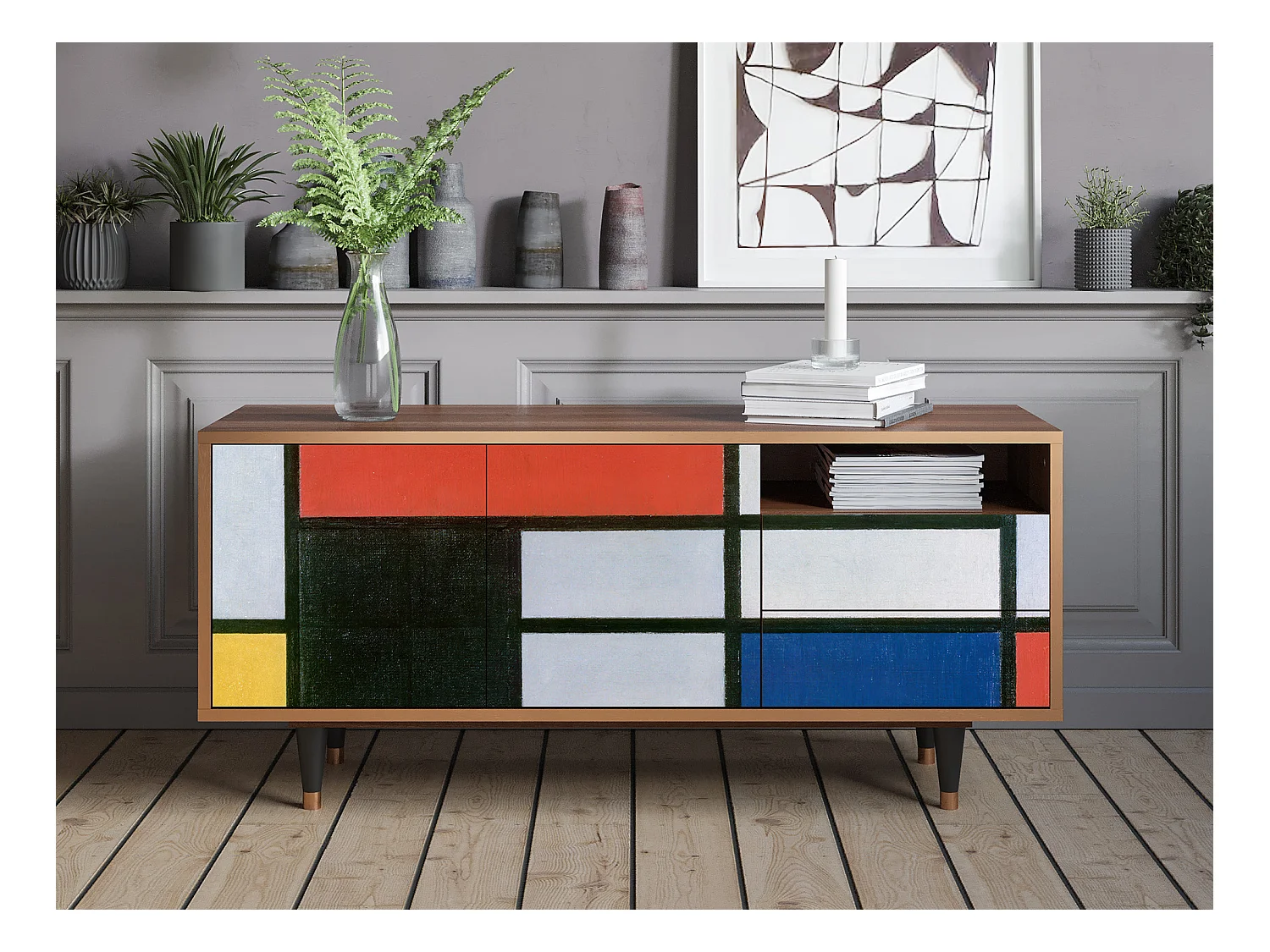 Szafka RTV - 125х56х41 cm - T7 - Composition, Orzech