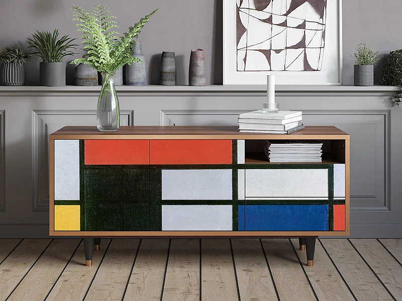 Szafka RTV - 125х56х41 cm - T7 - Composition, Orzech