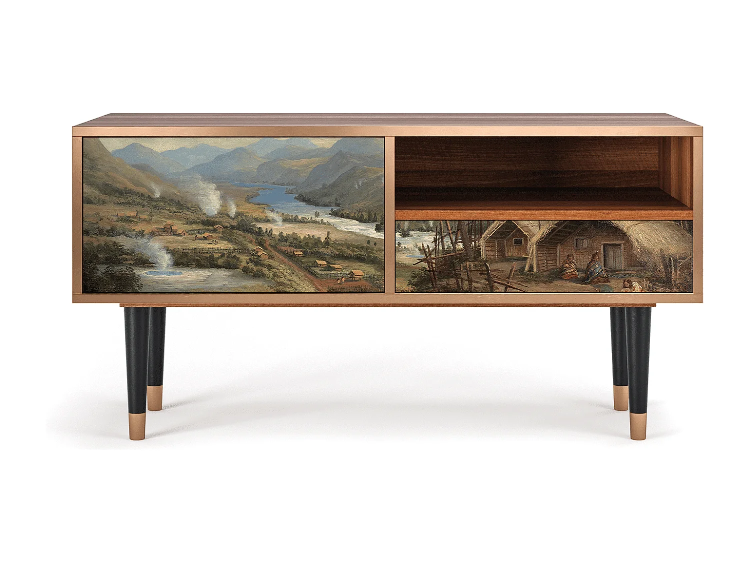 Mueble de TV - 115х59х48 cm - T3 - View Across the Plains , Nogueira