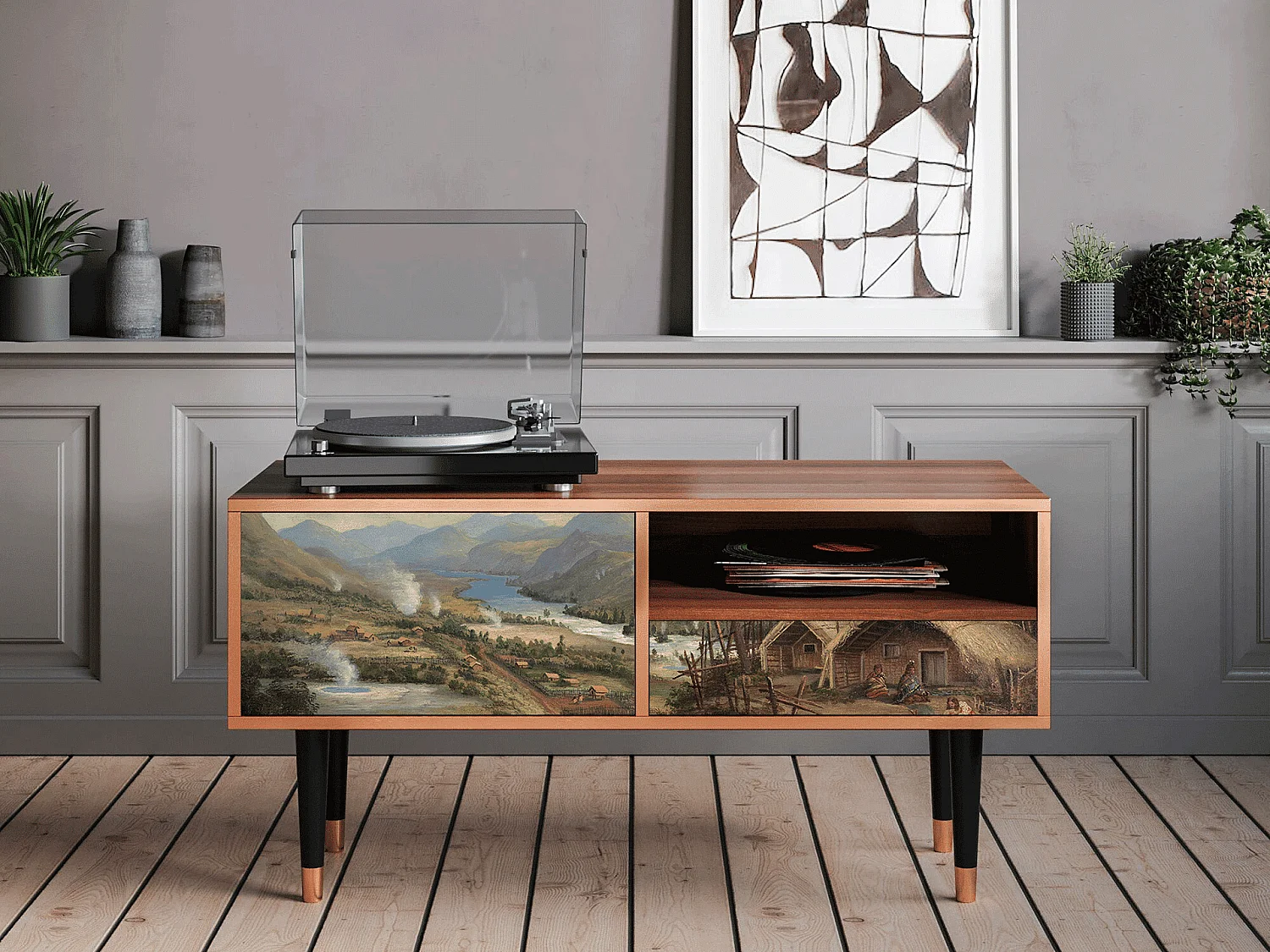 TV-meubel - 115х59х48 cm - T3 - View Across the Plains , Walnoot