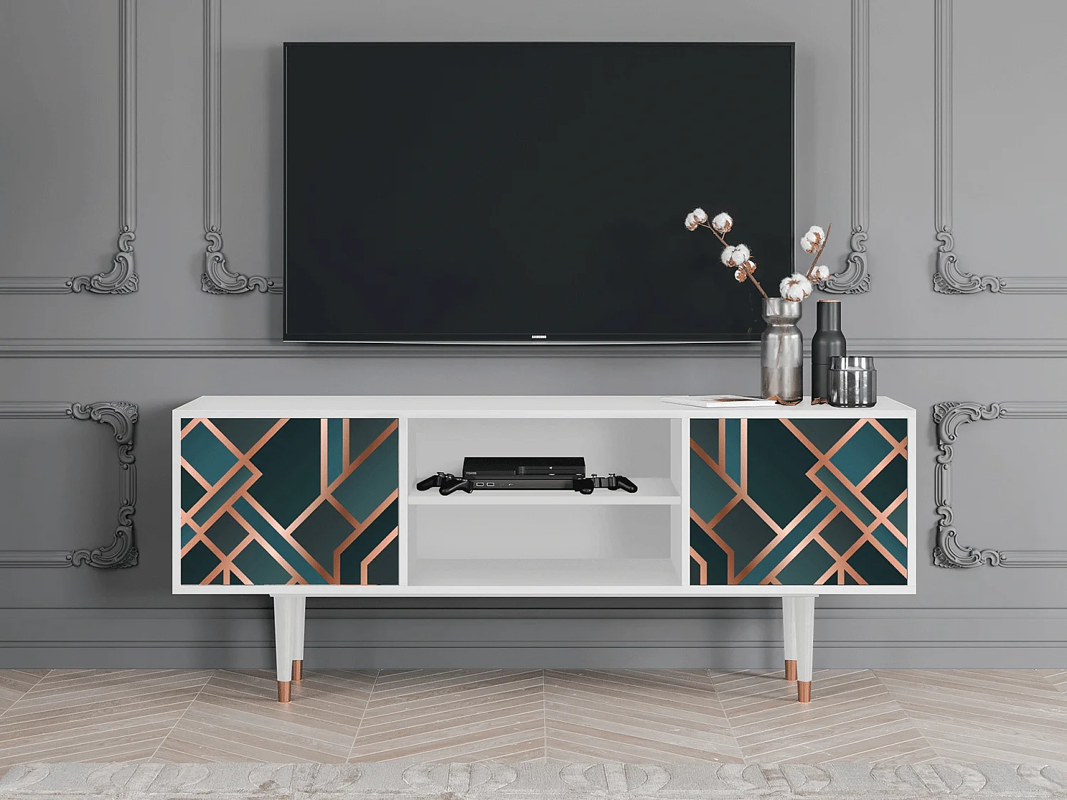 TV-meubel - 170х69х48 cm - T2 - Bronze Crossroad, Wit