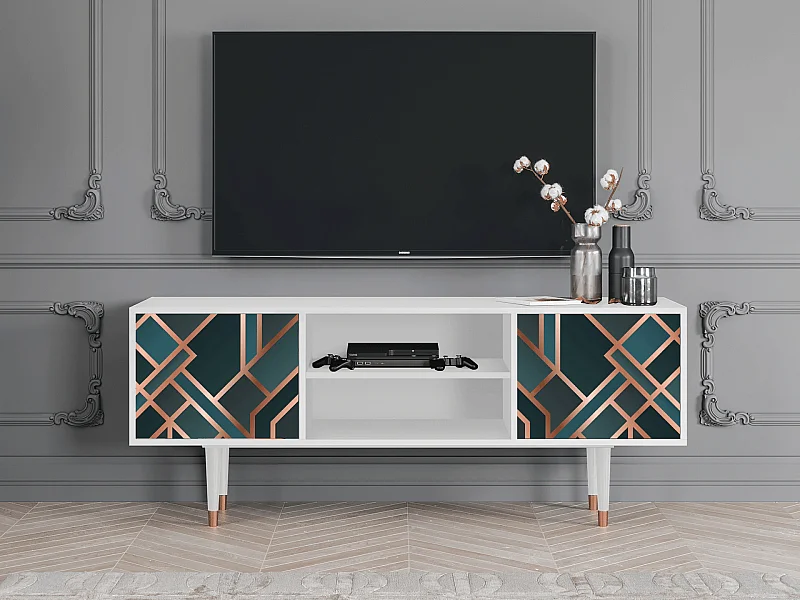 Mueble de TV - 170х69х48 cm - T2 - Bronze Crossroad, Blanco