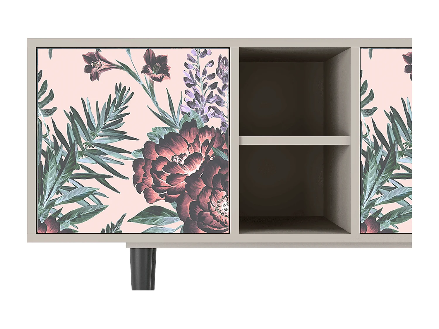 Meuble TV - 150х69х41 cm - T5 - Peach Peonies, Sable