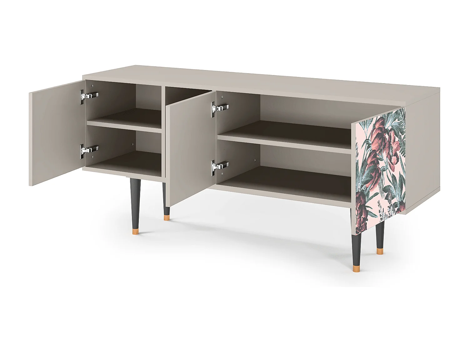 Meuble TV - 150х69х41 cm - T5 - Peach Peonies, Sable