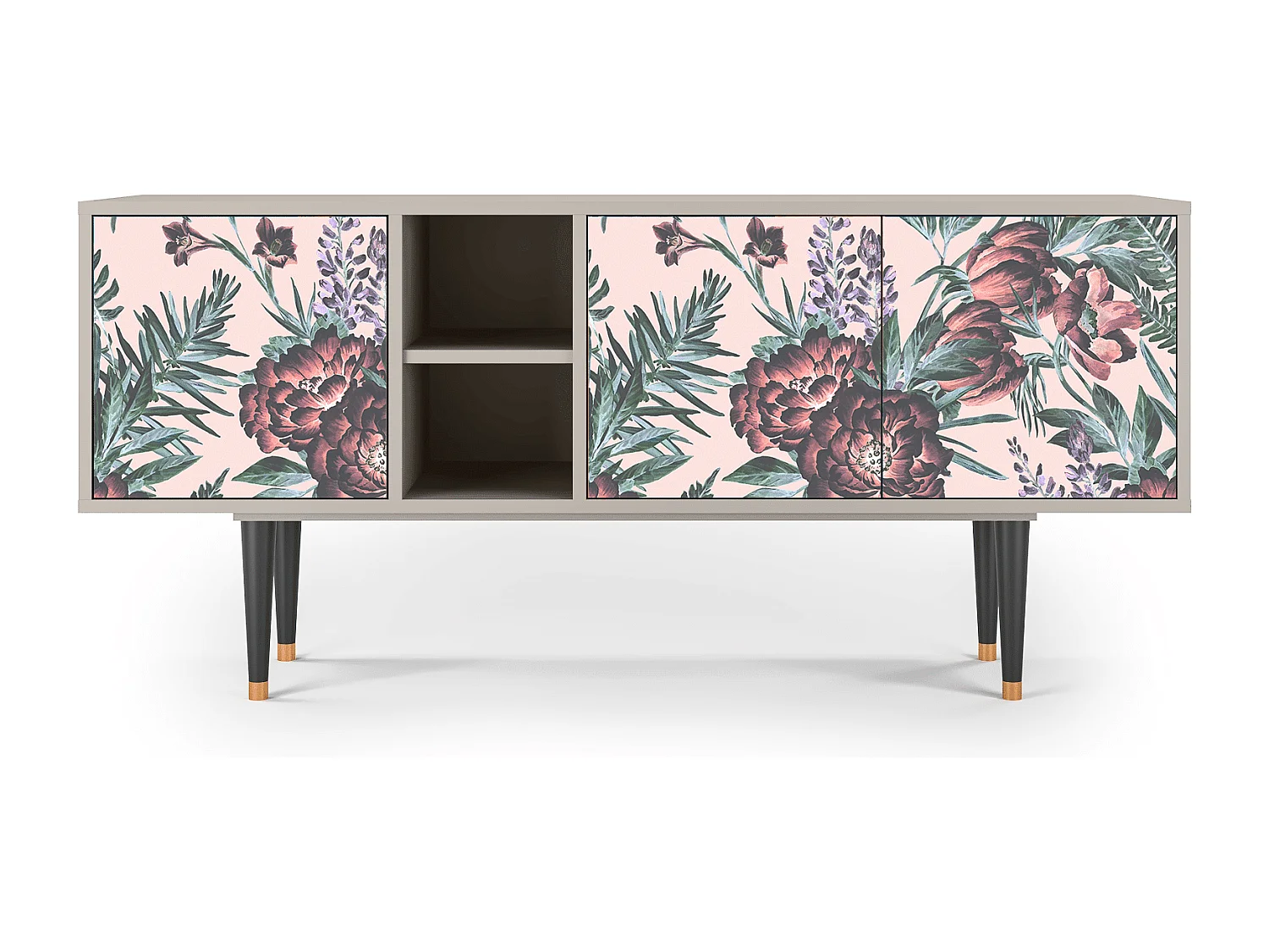 Meuble TV - 150х69х41 cm - T5 - Peach Peonies, Sable