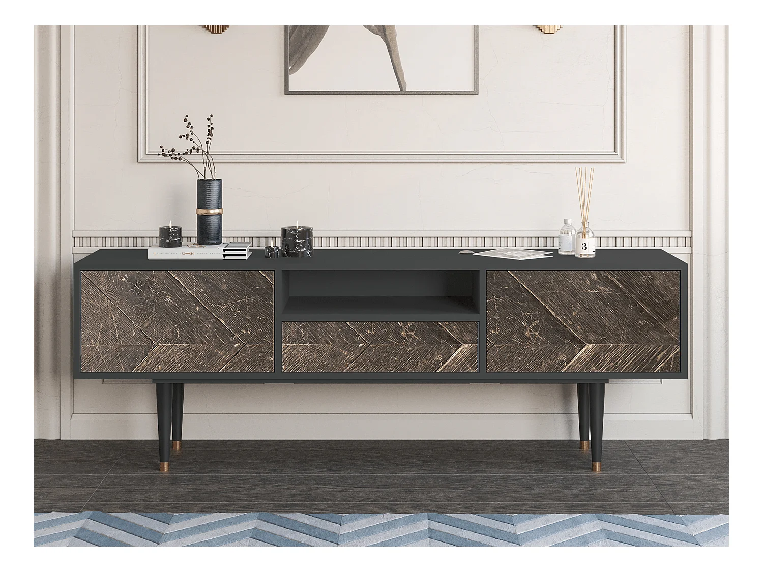 Meuble TV - 170х59х41 cm - T6 - Wise Tree, Anthracite