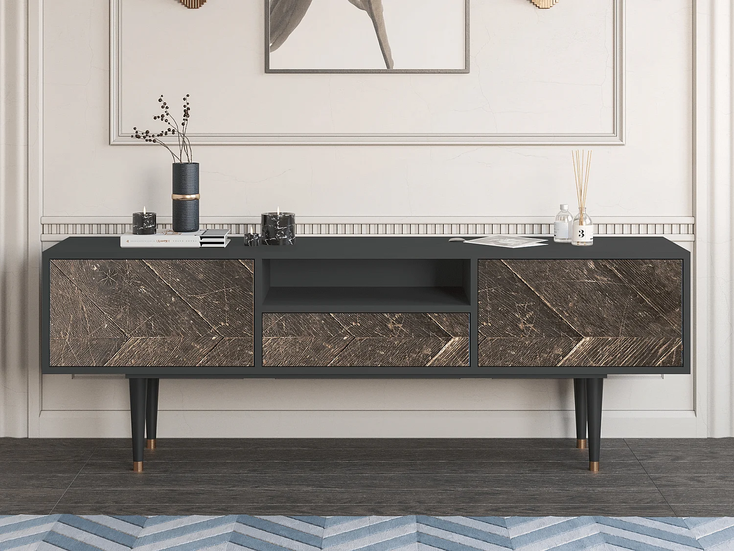 Mueble de TV - 170х59х41 cm - T6 - Wise Tree, Antracita