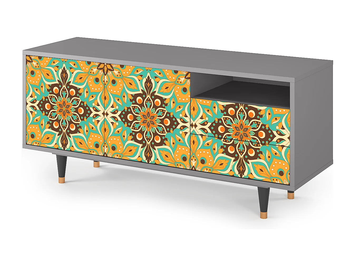 Meuble TV - 125х56х41 cm - T7 - Indian Spices, Gris