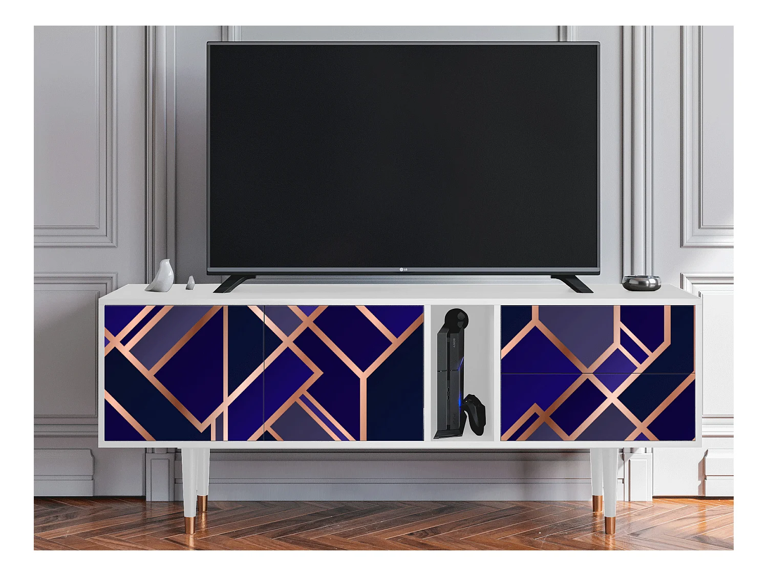 Mobile TV - 170х69х48 cm - T1 - Aquamarine Getsby, Bianco