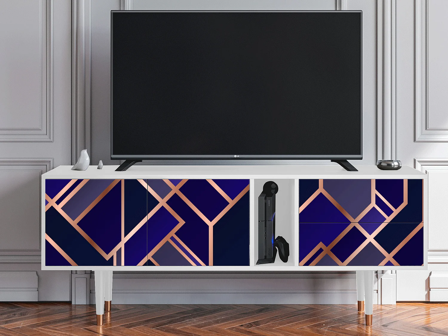 Mueble de TV - 170х69х48 cm - T1 - Aquamarine Getsby, Blanco