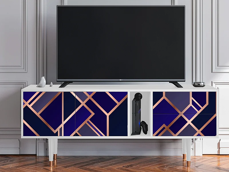 Mueble de TV - 170х69х48 cm - T1 - Aquamarine Getsby, Blanco