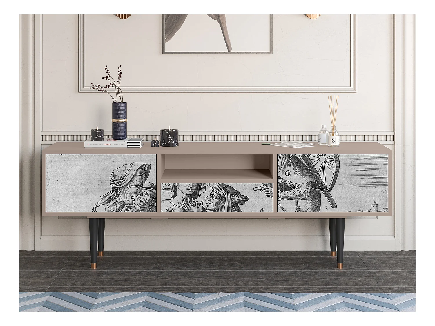 Meuble TV - 170х59х41 cm - T6 - Blau Schuyte, Latte