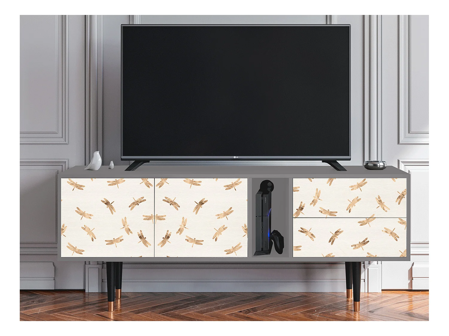 Mobile TV - 170х69х48 cm - T1 - Nude Dragonflies, Grigio