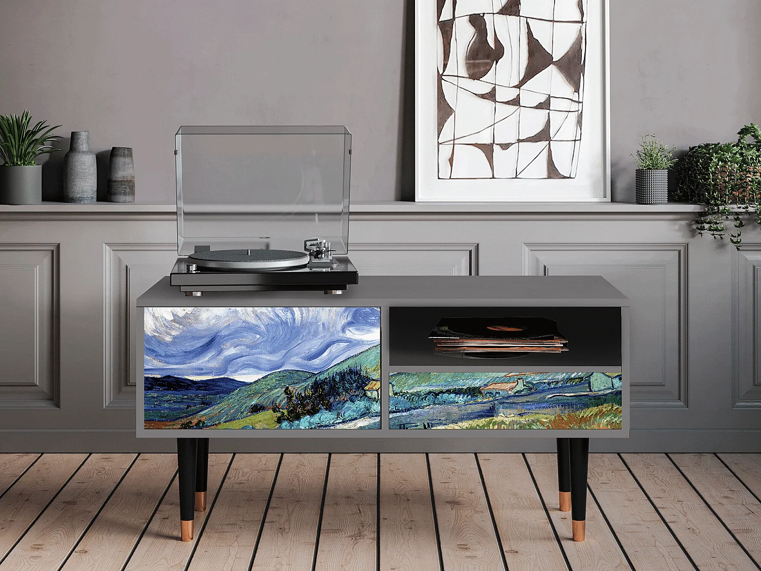 Meuble TV - 115х59х48 cm - T3 - Landscape, Gris