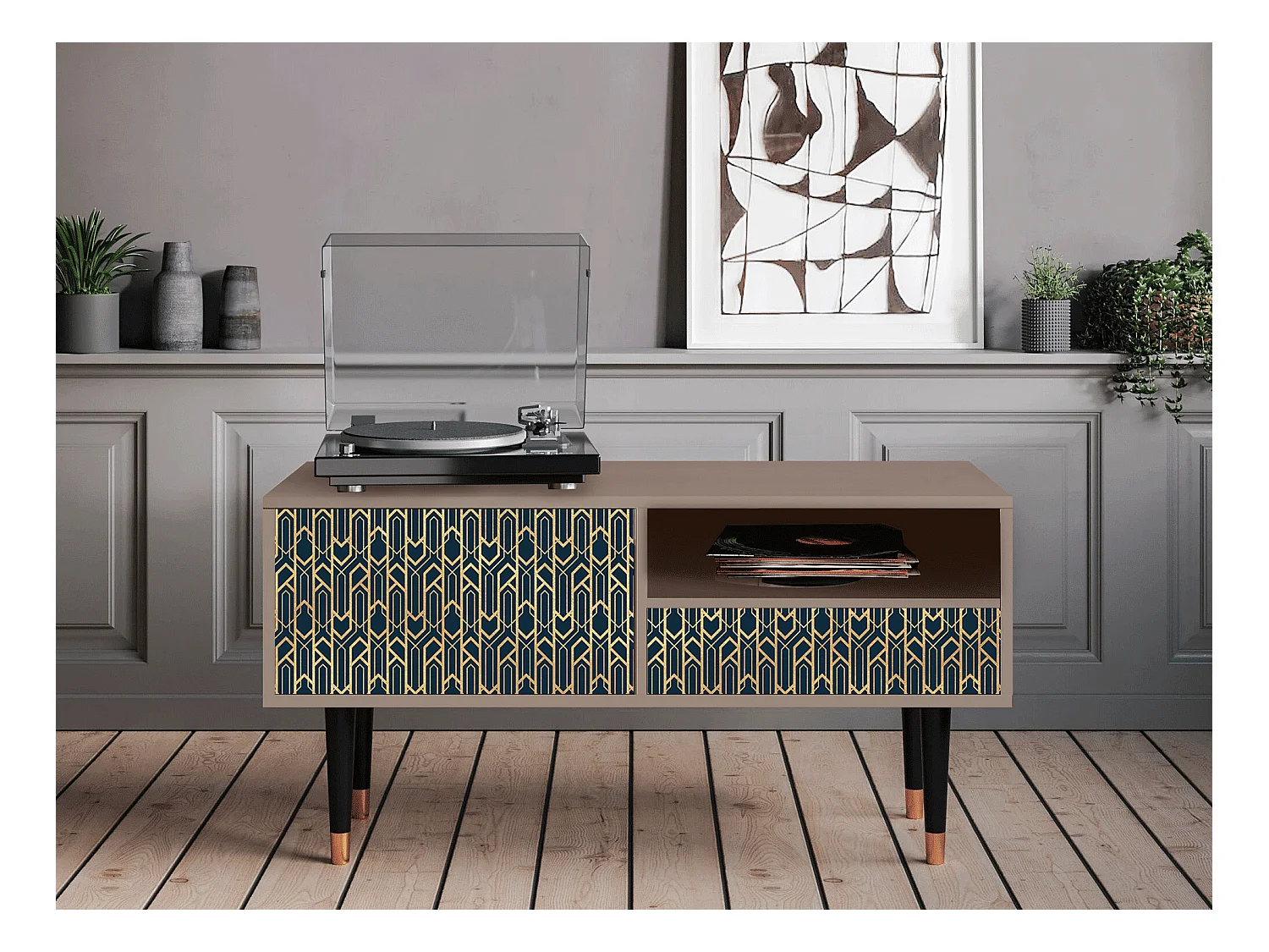 Meuble TV - 115х59х48 cm - T3 - Golden Empire, Latte