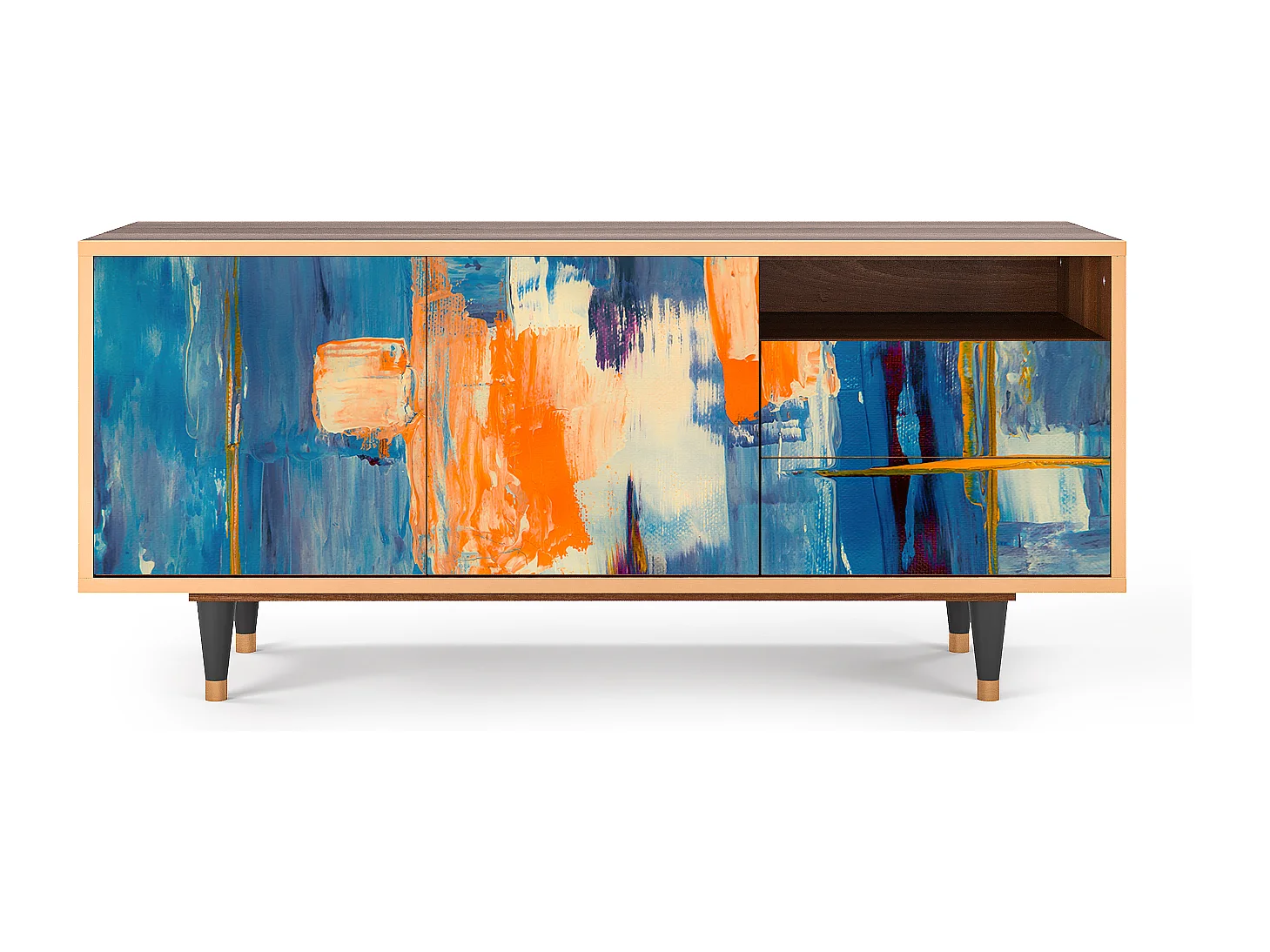 Mueble de TV - 125х56х41 cm - T7 - Abstract Expressionism, Nogal