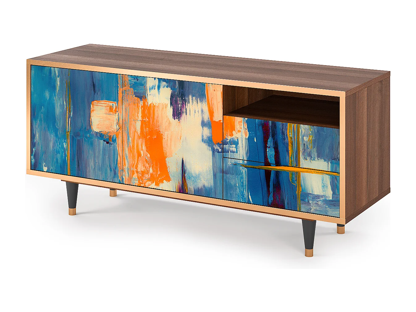 Mueble de TV - 125х56х41 cm - T7 - Abstract Expressionism, Nogal