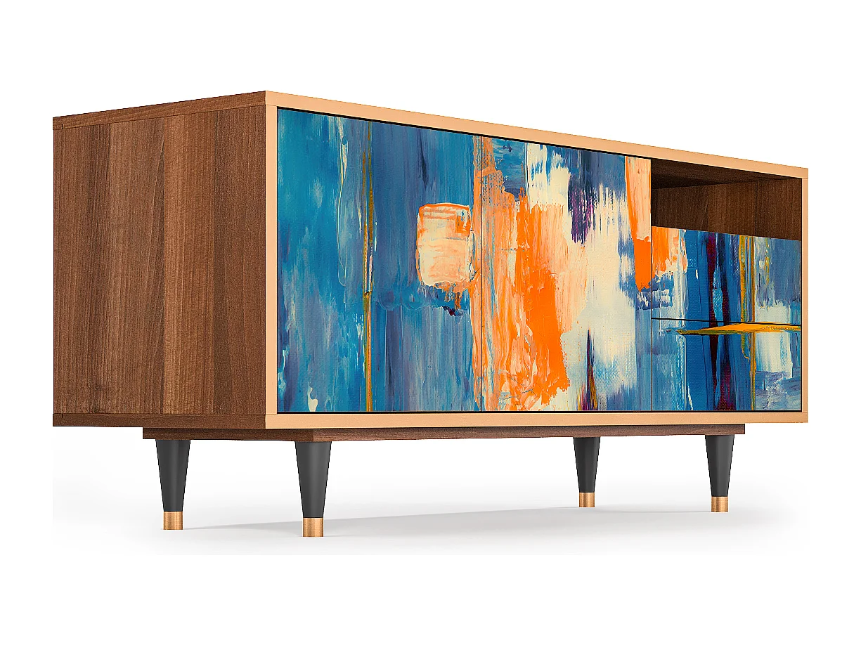 Mueble de TV - 125х56х41 cm - T7 - Abstract Expressionism, Nogal