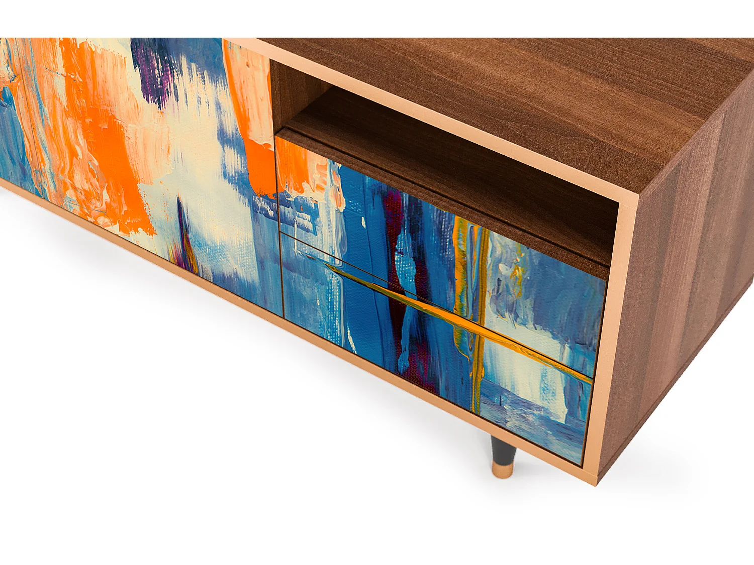 Mueble de TV - 125х56х41 cm - T7 - Abstract Expressionism, Nogal