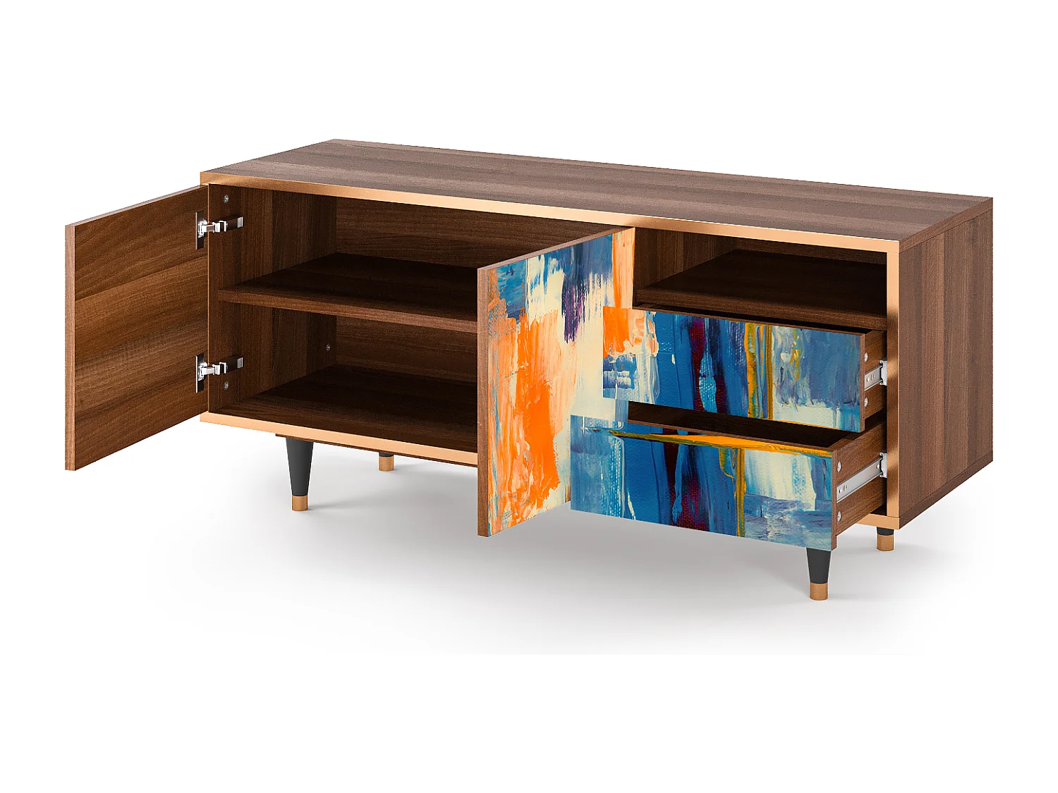 Mueble de TV - 125х56х41 cm - T7 - Abstract Expressionism, Nogal