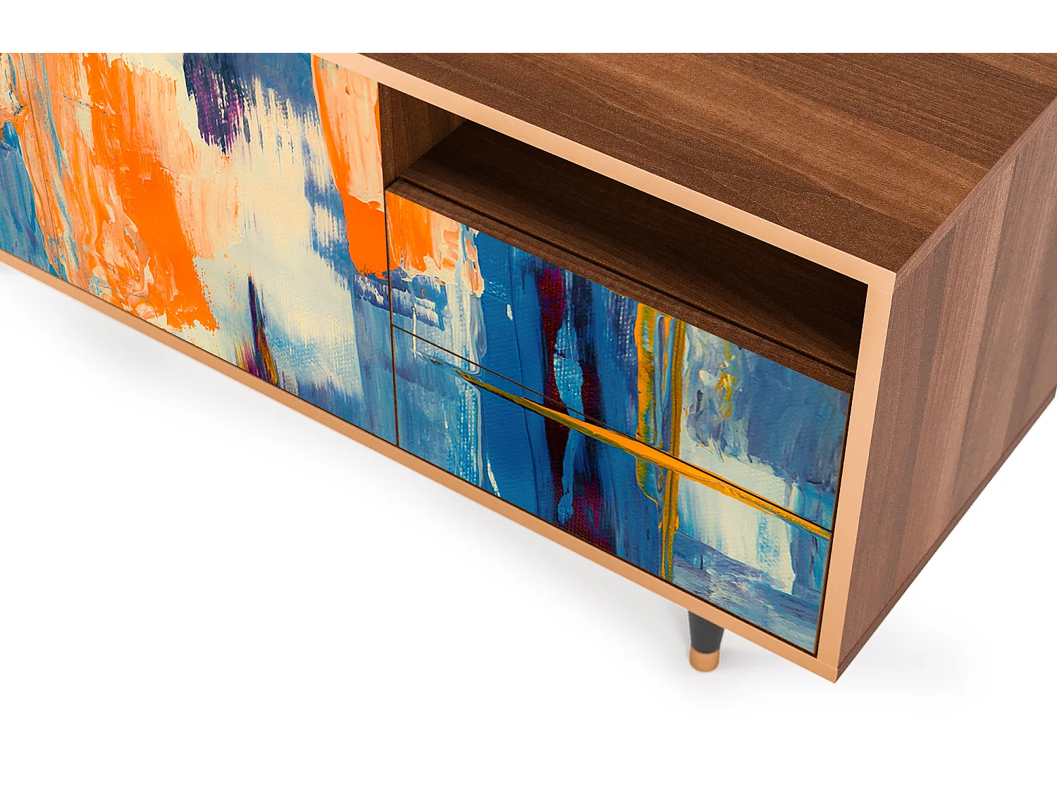 TV-meubel - 125х56х41 cm - T7 - Abstract Expressionism, Walnoot