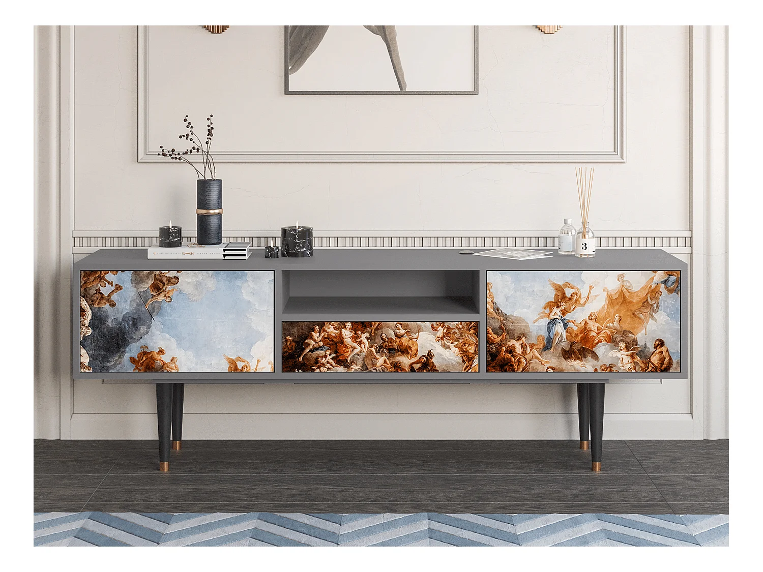 Meuble TV - 170х59х41 cm - T6 - Versailles, Gris