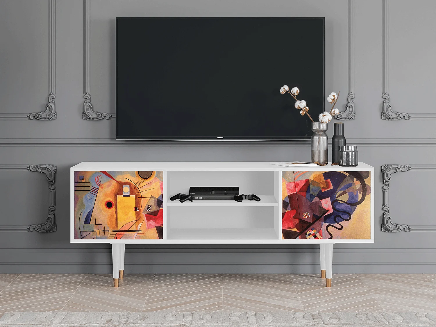 Mueble de TV - 170х69х48 cm - T2 - Modern Art, Blanco