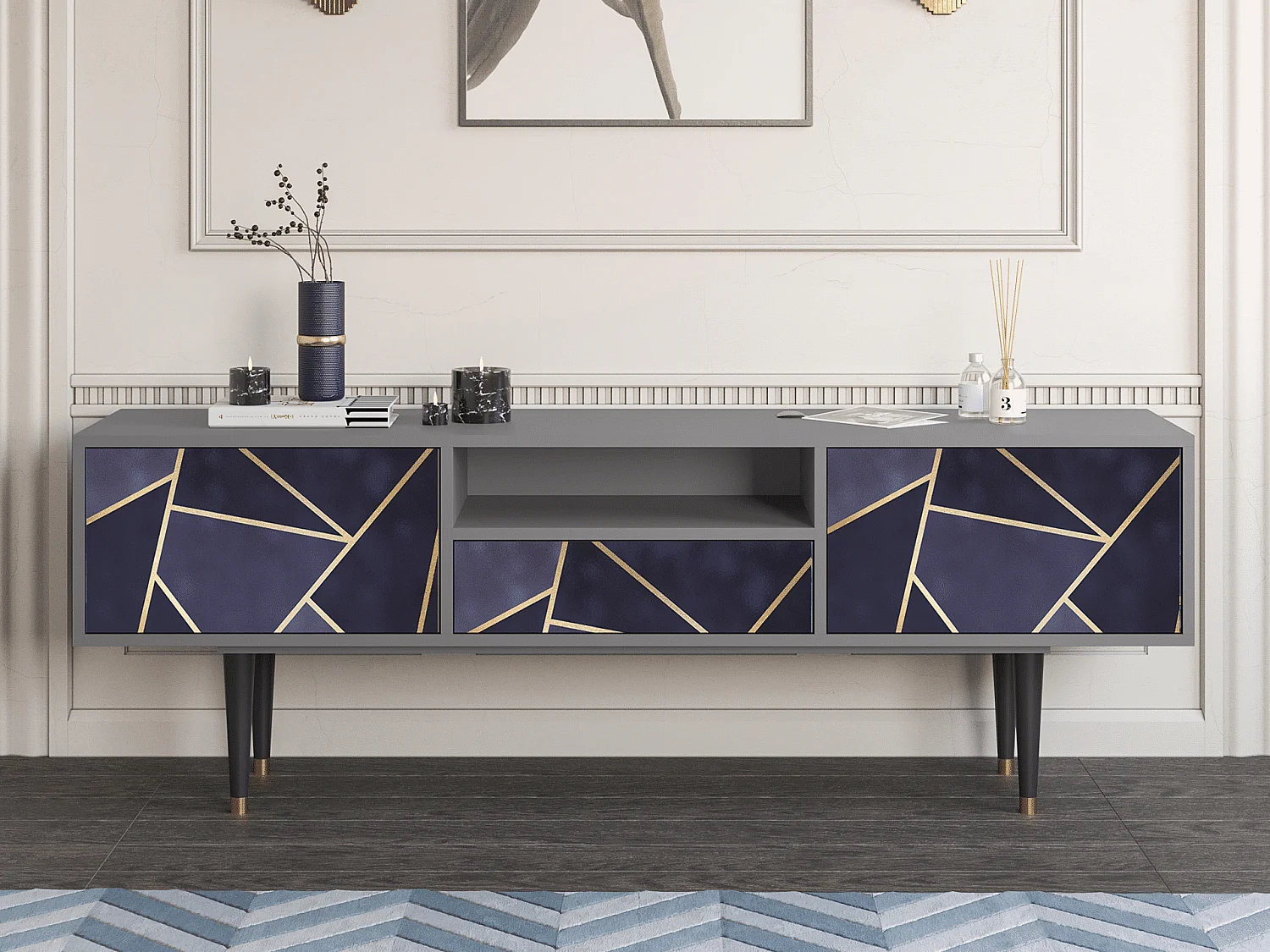 Meuble TV - 170х59х41 cm - T6 - The Amethyst, Gris