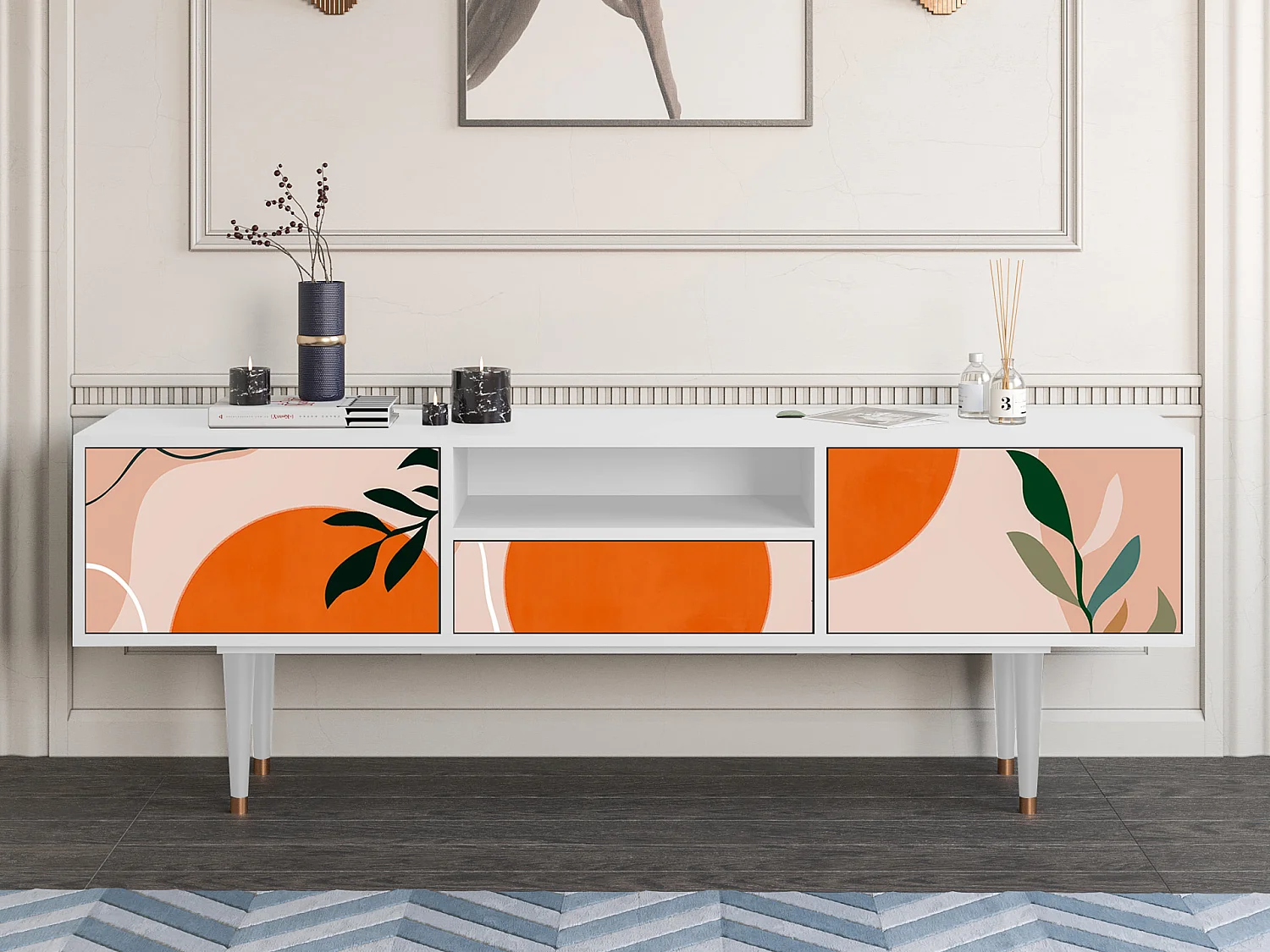 Meuble TV - 170х59х41 cm - T6 - Artwork, Blanc