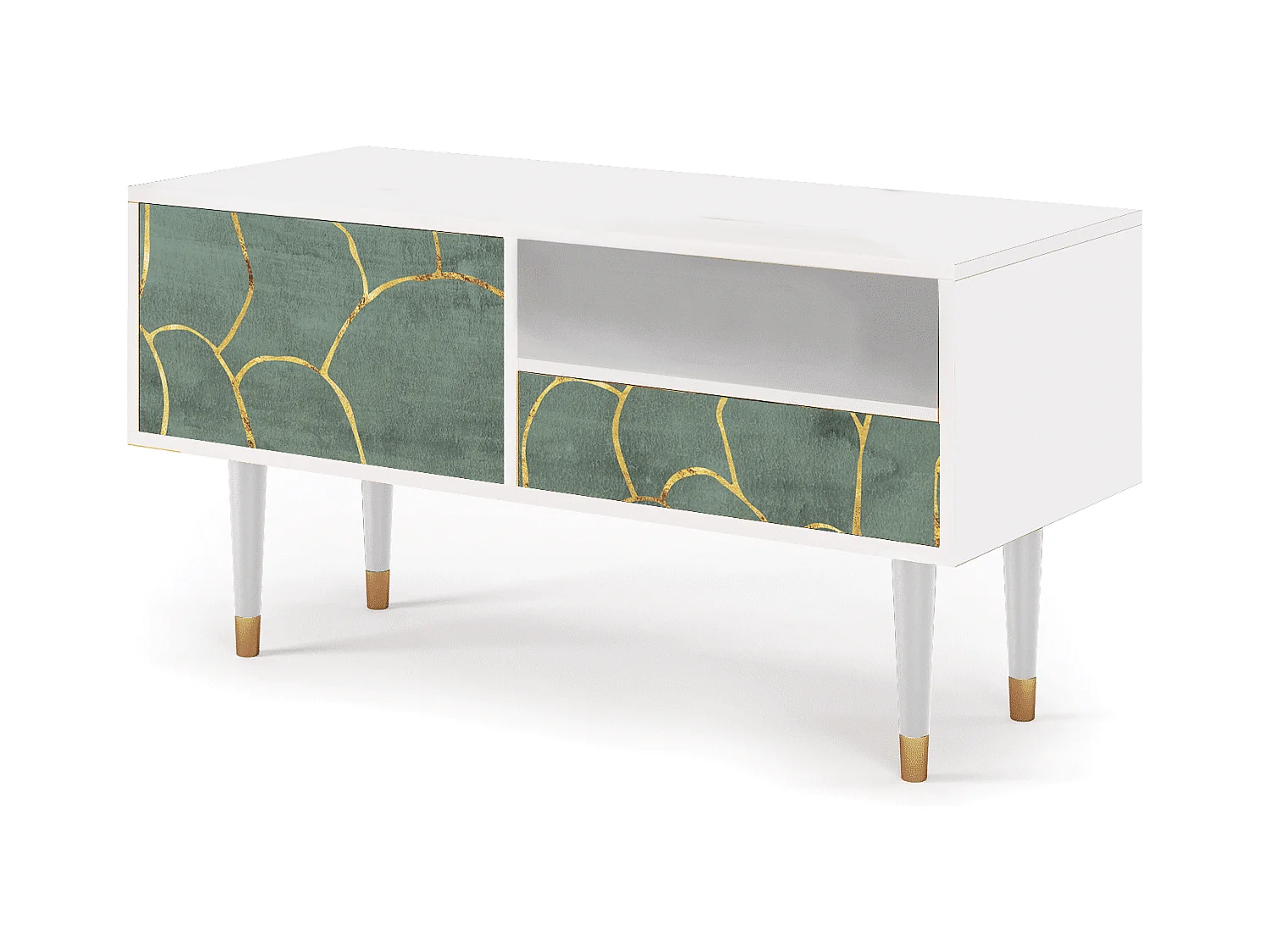 Meuble TV - 115х59х48 cm - T3 - Magnificent Water Lily, Blanc