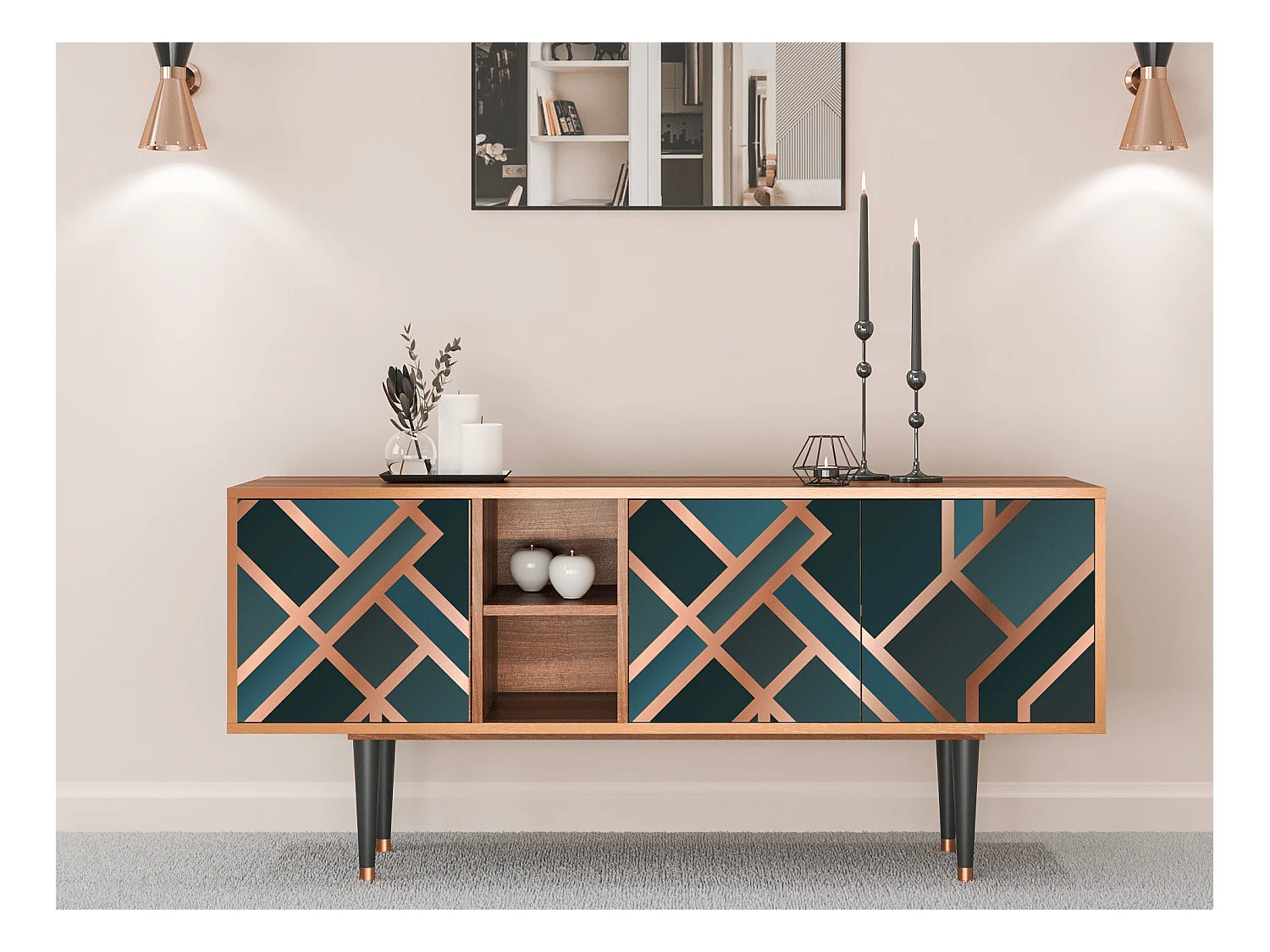 Meuble TV - 150х69х41 cm - T5 - Bronze Crossroad, Noyer