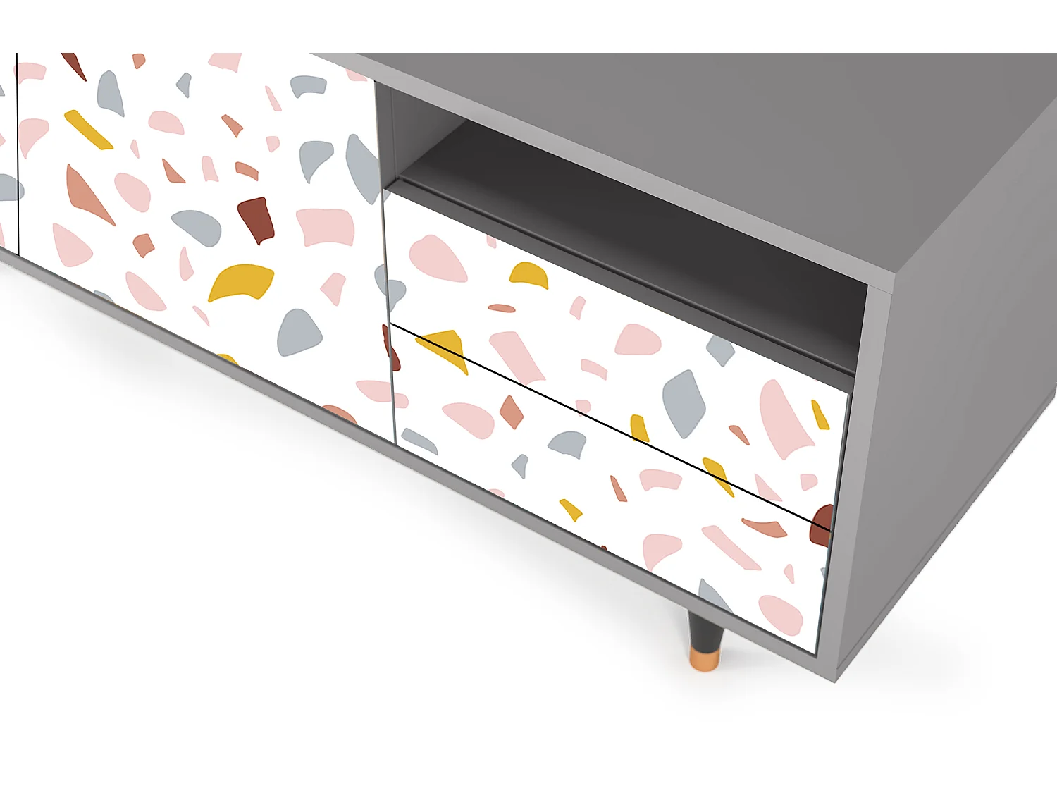 Meuble TV - 125х56х41 cm - T7 - Marmelade Cheese, Gris