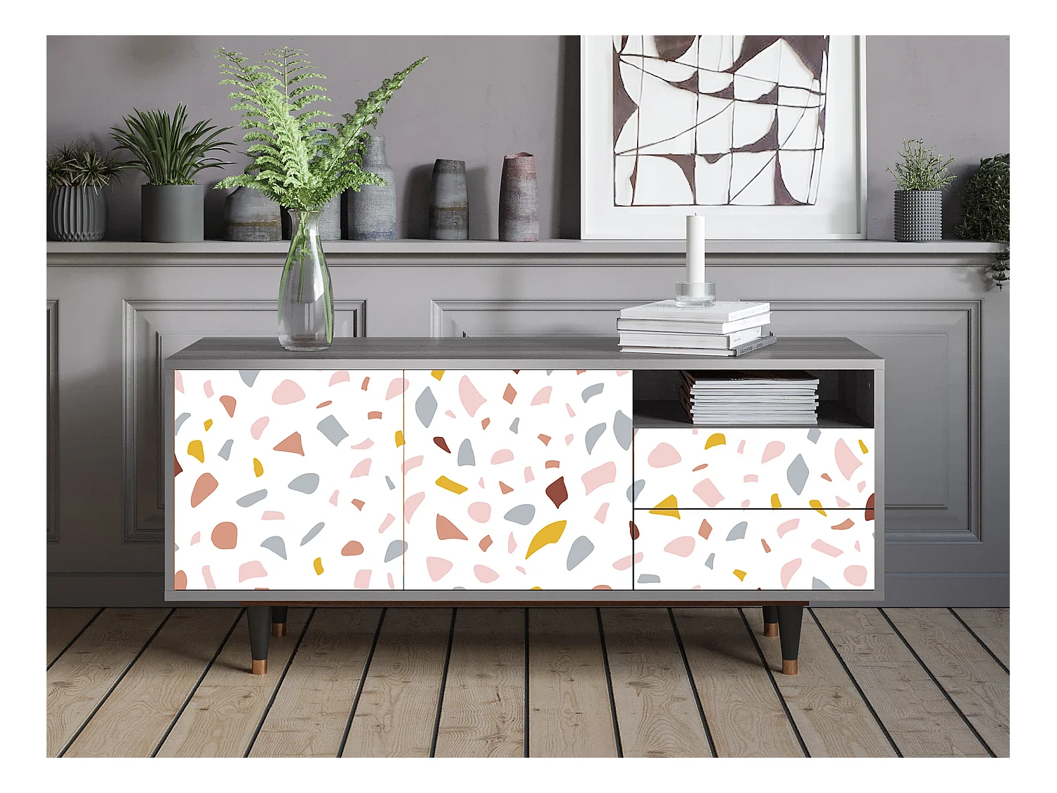 Mobile TV - 125х56х41 cm - T7 - Marmelade Cheese, Grigio