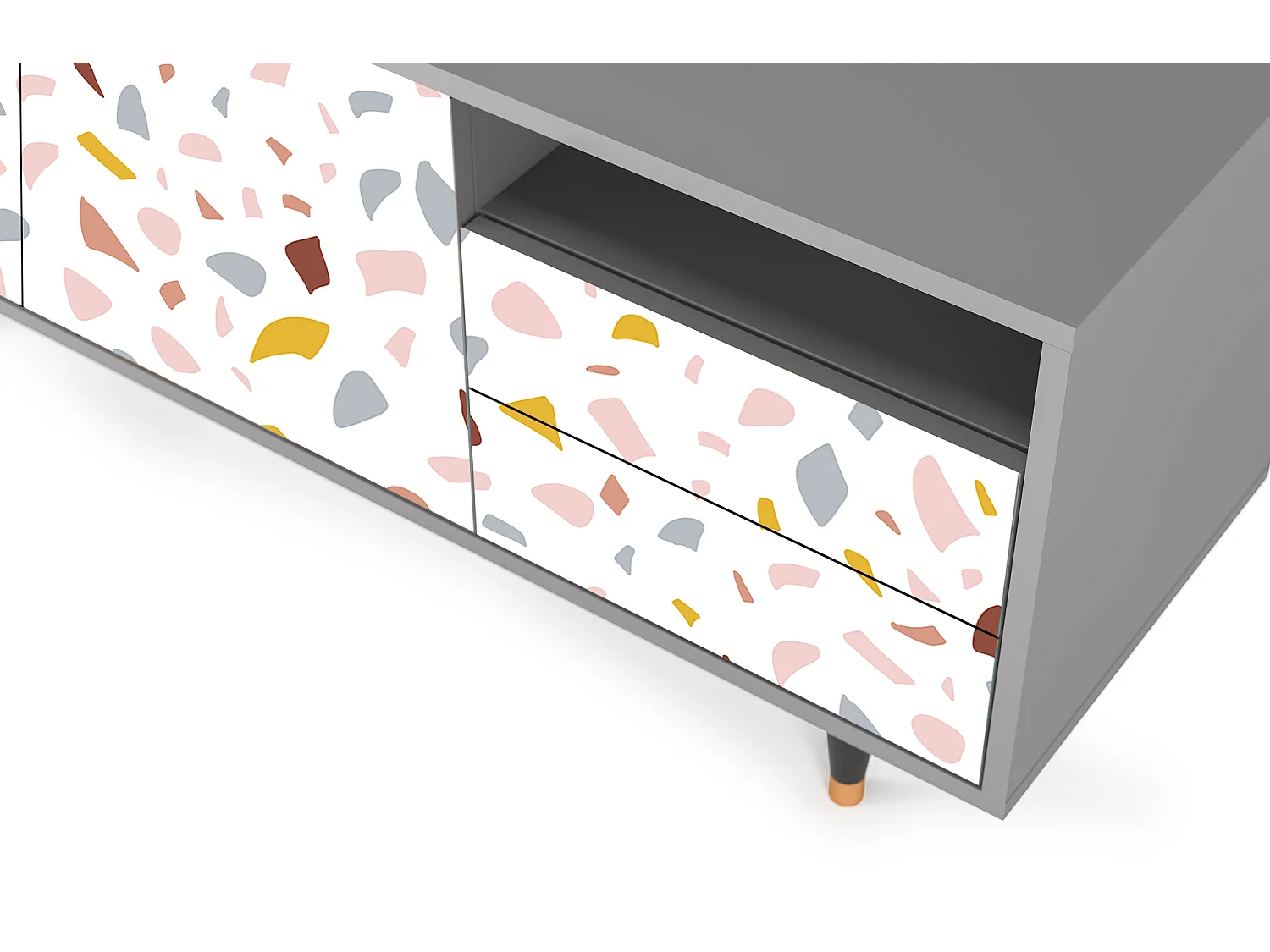 Meuble TV - 125х56х41 cm - T7 - Marmelade Cheese, Gris