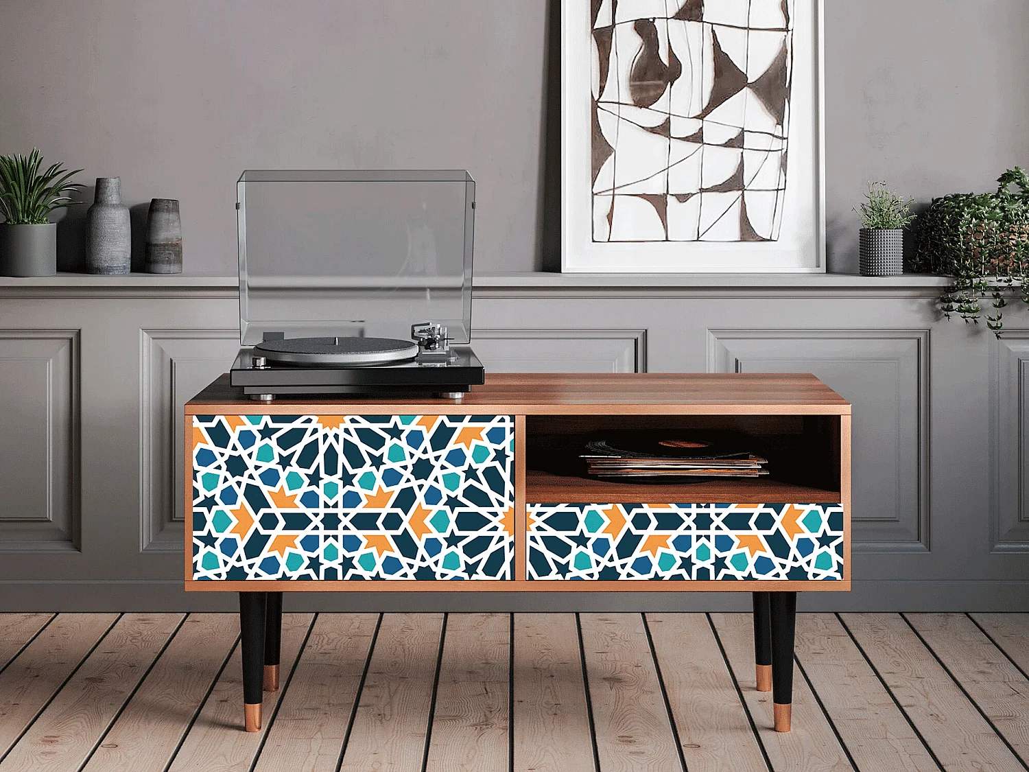 TV-meubel - 115х59х48 cm - T3 - Kaleidoscope, Walnoot