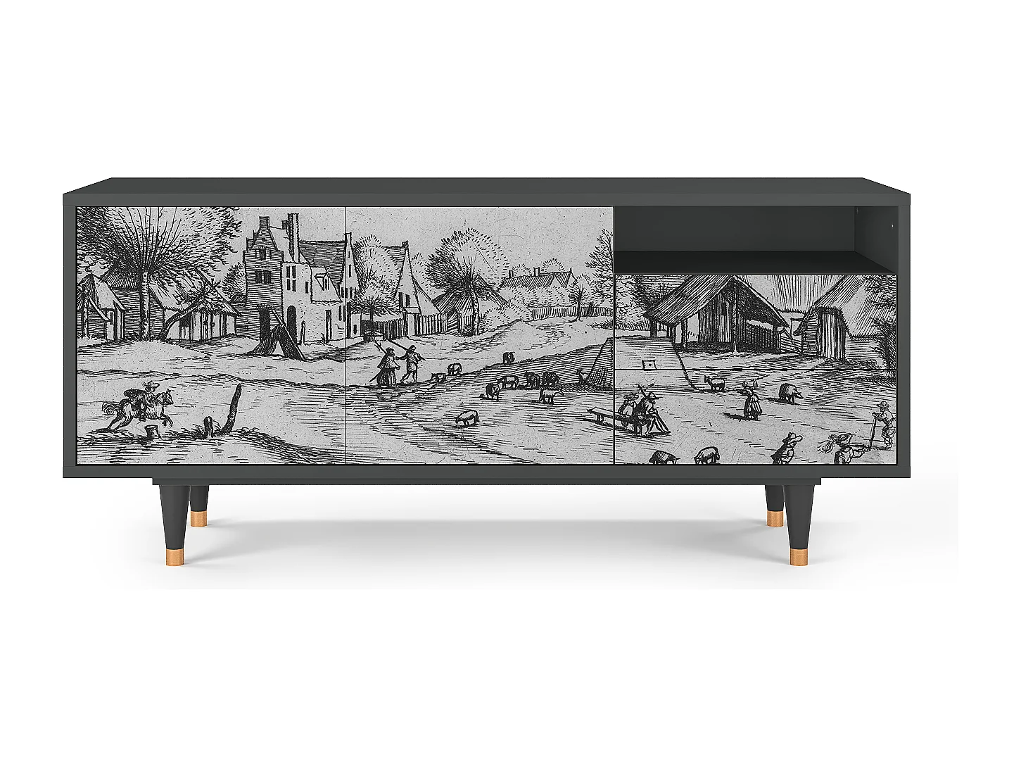 Meuble TV - 125х56х41 cm - T7 - Country Village, Anthracite