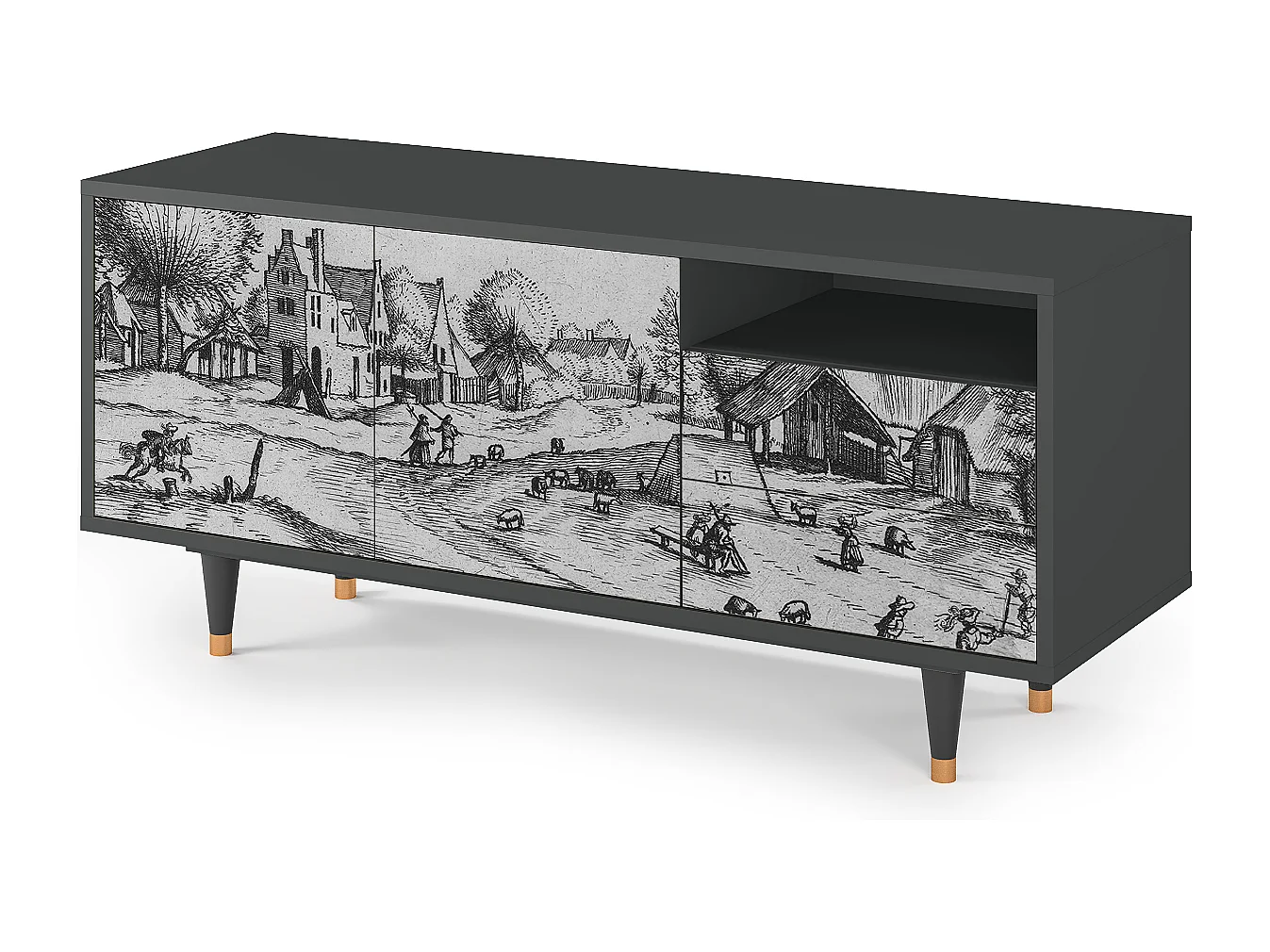 Meuble TV - 125х56х41 cm - T7 - Country Village, Anthracite
