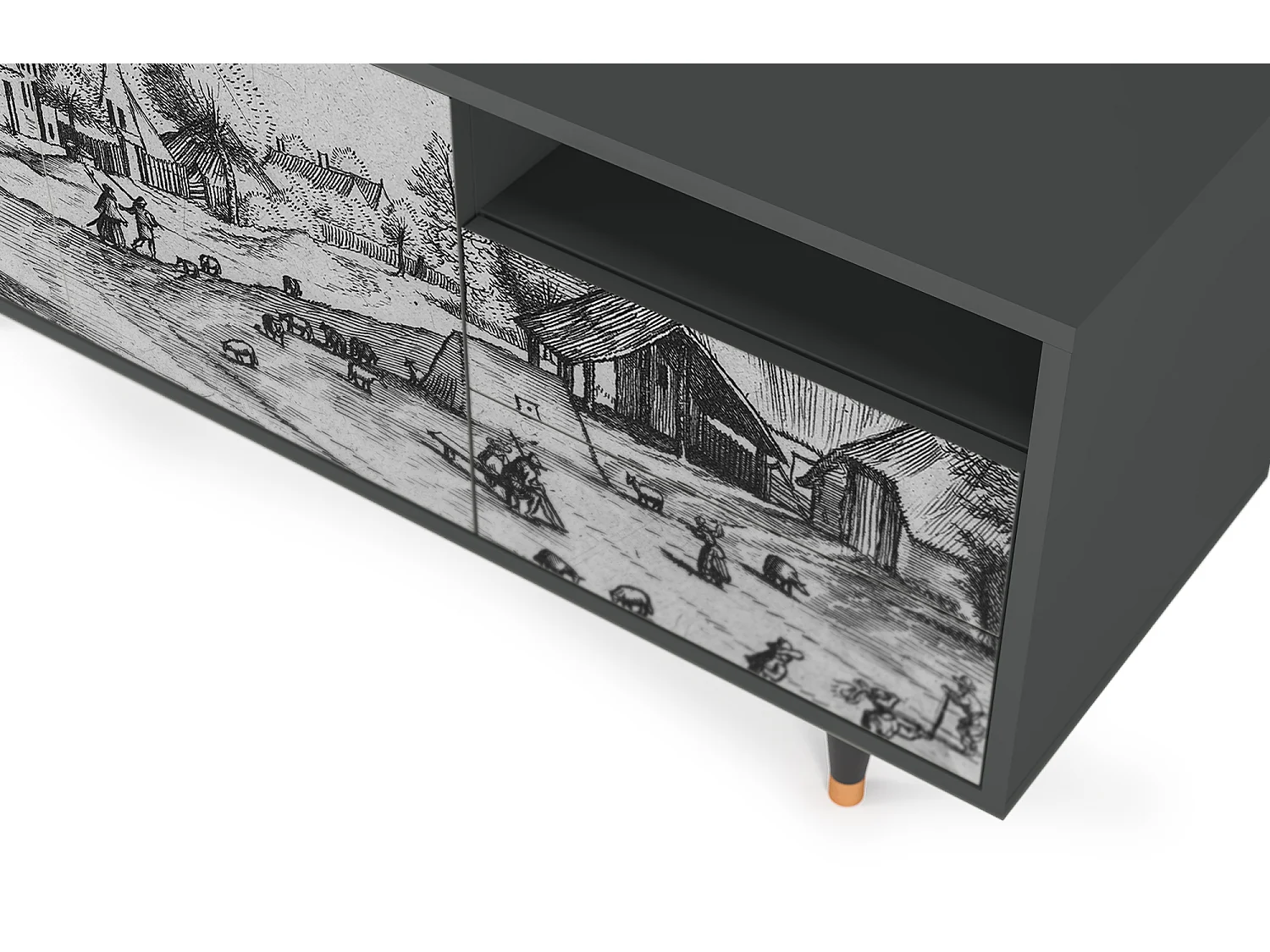 Meuble TV - 125х56х41 cm - T7 - Country Village, Anthracite
