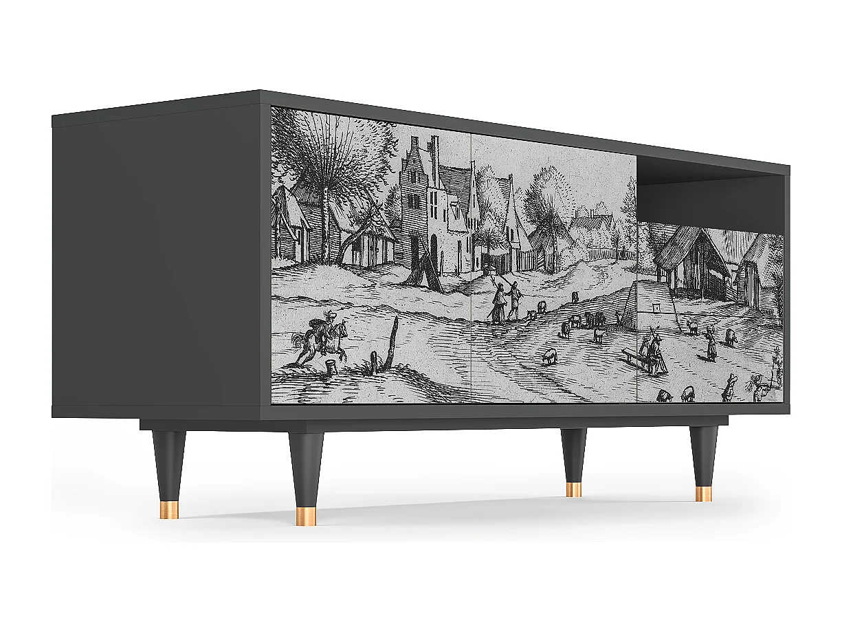 Szafka RTV - 125х56х41 cm - T7 - Country Village, Antracyt