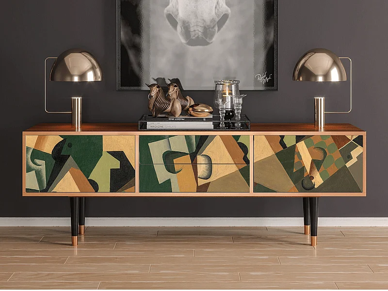 TV-Möbel - 170х59х48 cm - T4 - Glass and Checkerboard, Walnuss