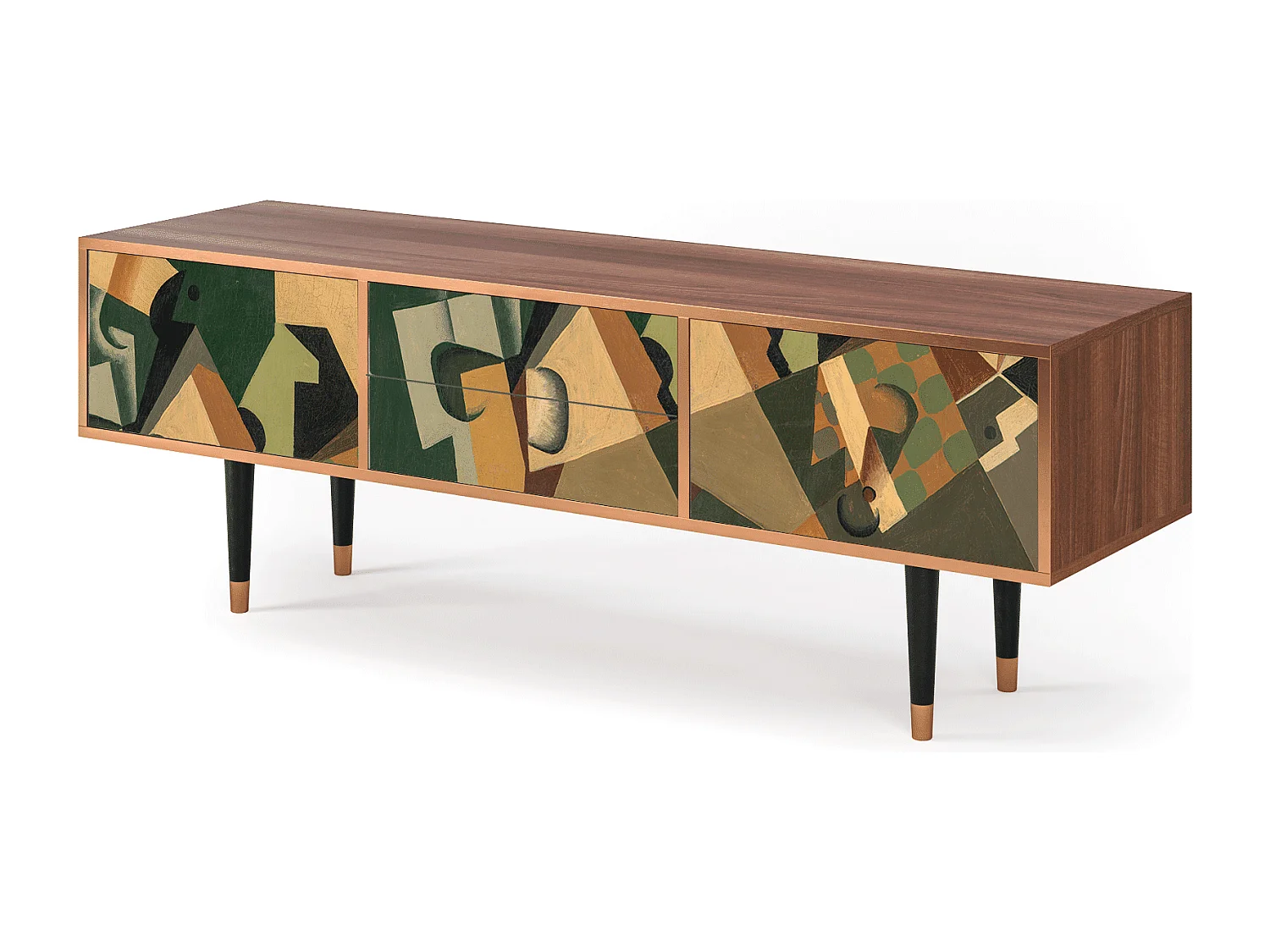 Meuble TV - 170х59х48 cm - T4 - Glass and Checkerboard, Noyer