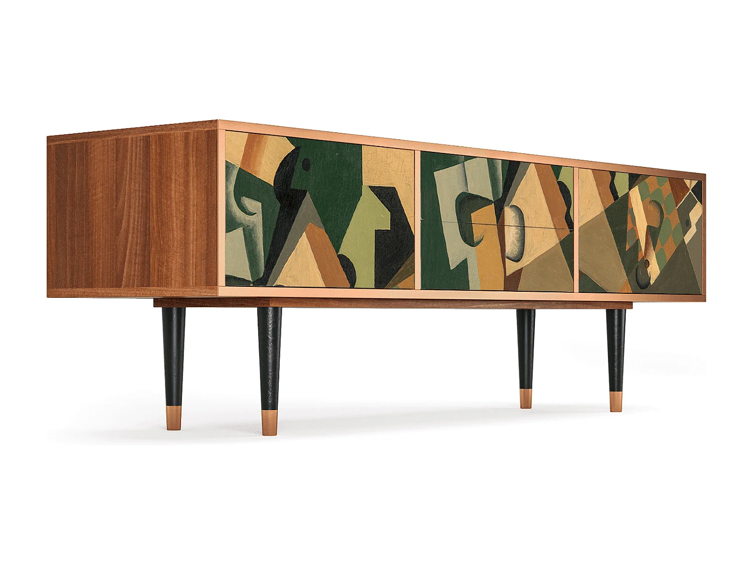 Meuble TV - 170х59х48 cm - T4 - Glass and Checkerboard, Noyer