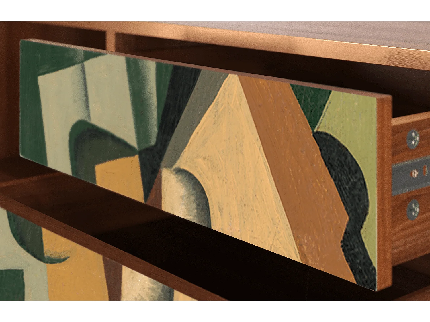 Meuble TV - 170х59х48 cm - T4 - Glass and Checkerboard, Noyer