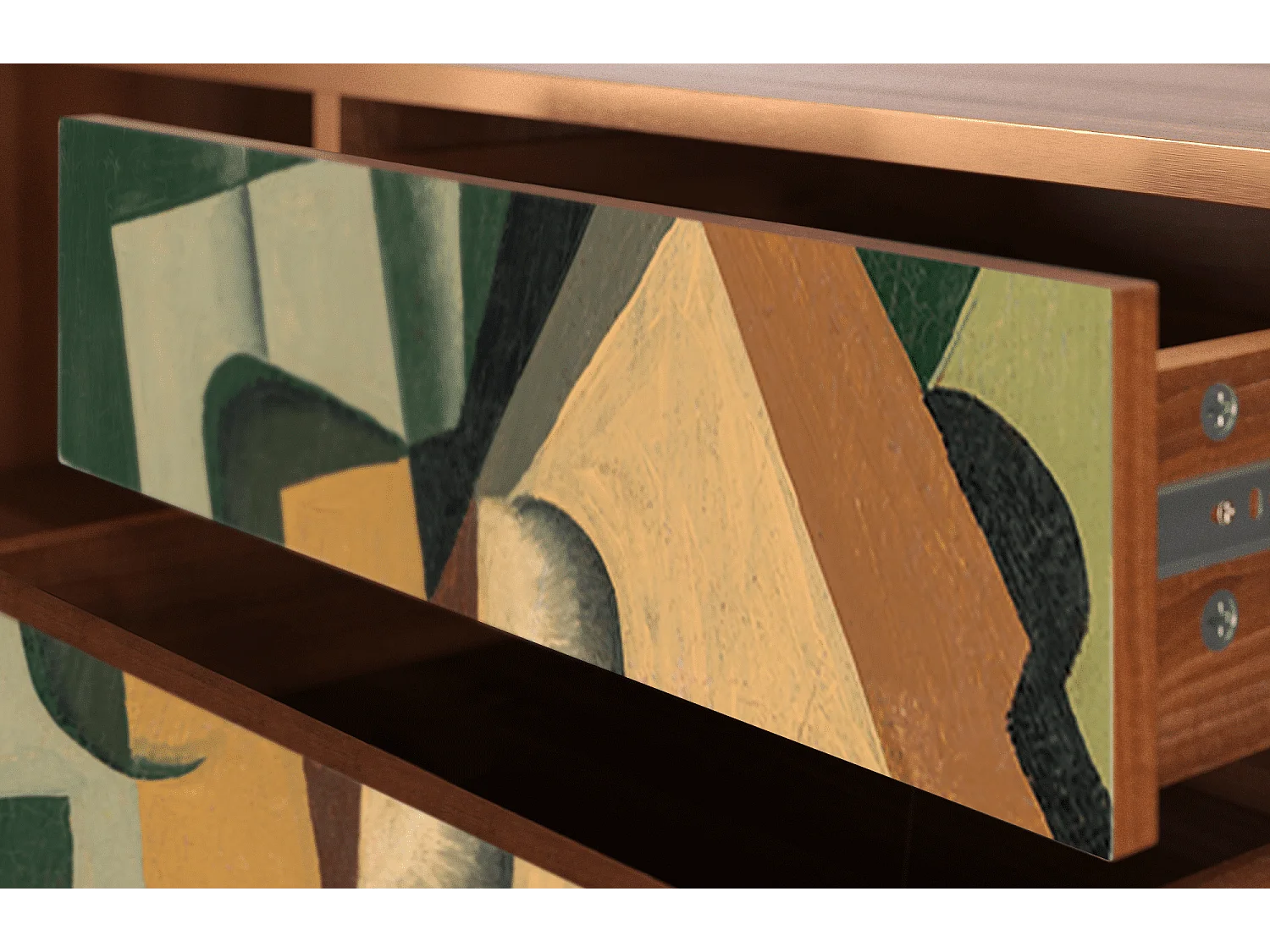 Mobile TV - 170х59х48 cm - T4 - Glass and Checkerboard, Noce