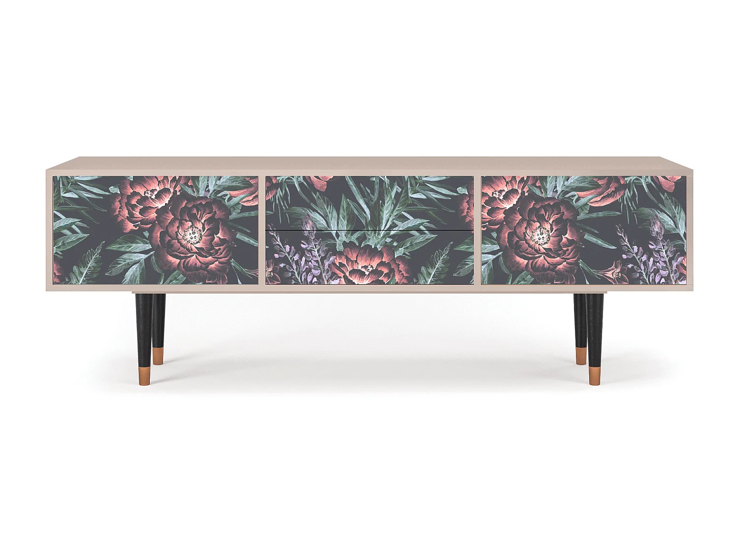 Meuble TV - 170х59х48 cm - T4 - Dark Peonies, Latte
